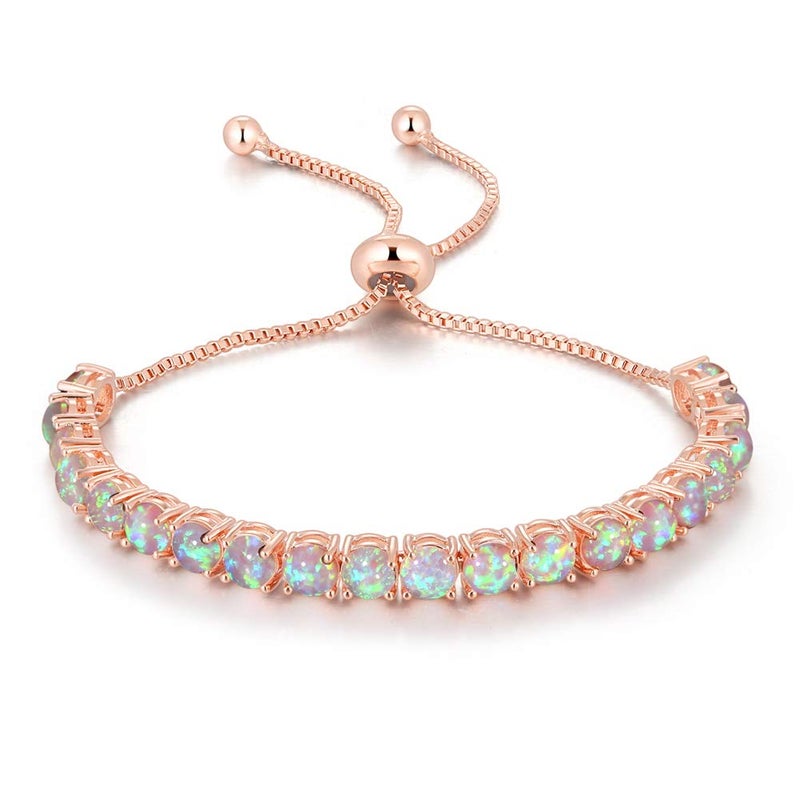 CiNily Mother's Day Gift Rose Gold Bracelet-Adjustable Opal Tennis Bracelet Fashion Jewelry Gifts for Women - Image 1